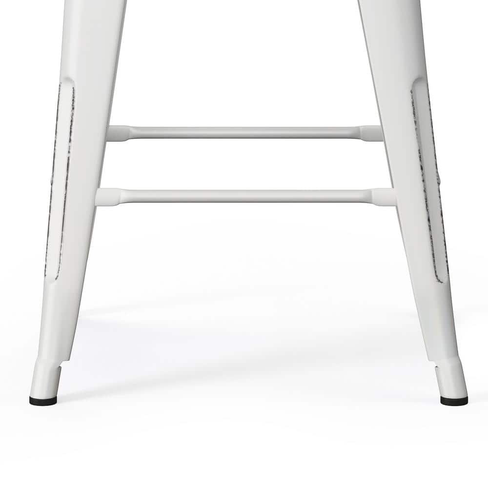Rayne 24" Distressed White Metal Counter Stools (Set of 2)