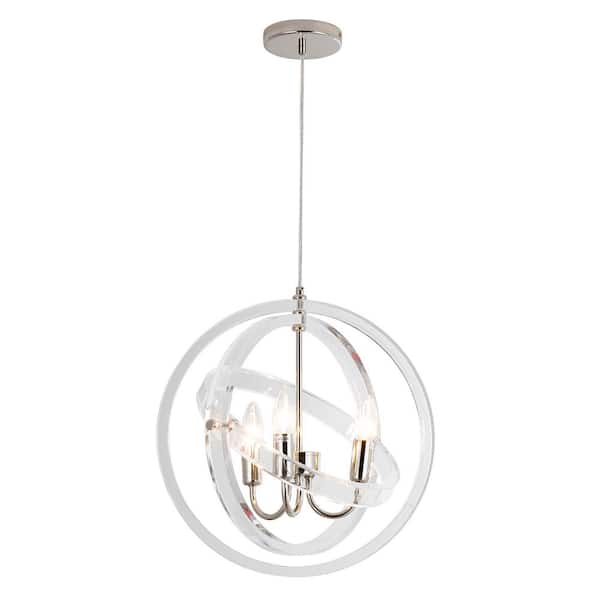 JC TOPA 40-Watt 3-Lights Chrome Modern/Contemporary Globe Pendant Light