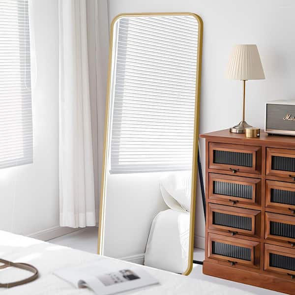 Gold 19.7 in. W x 64 in. H LED Floor Mirror with 3 Color Dimmable Lighting