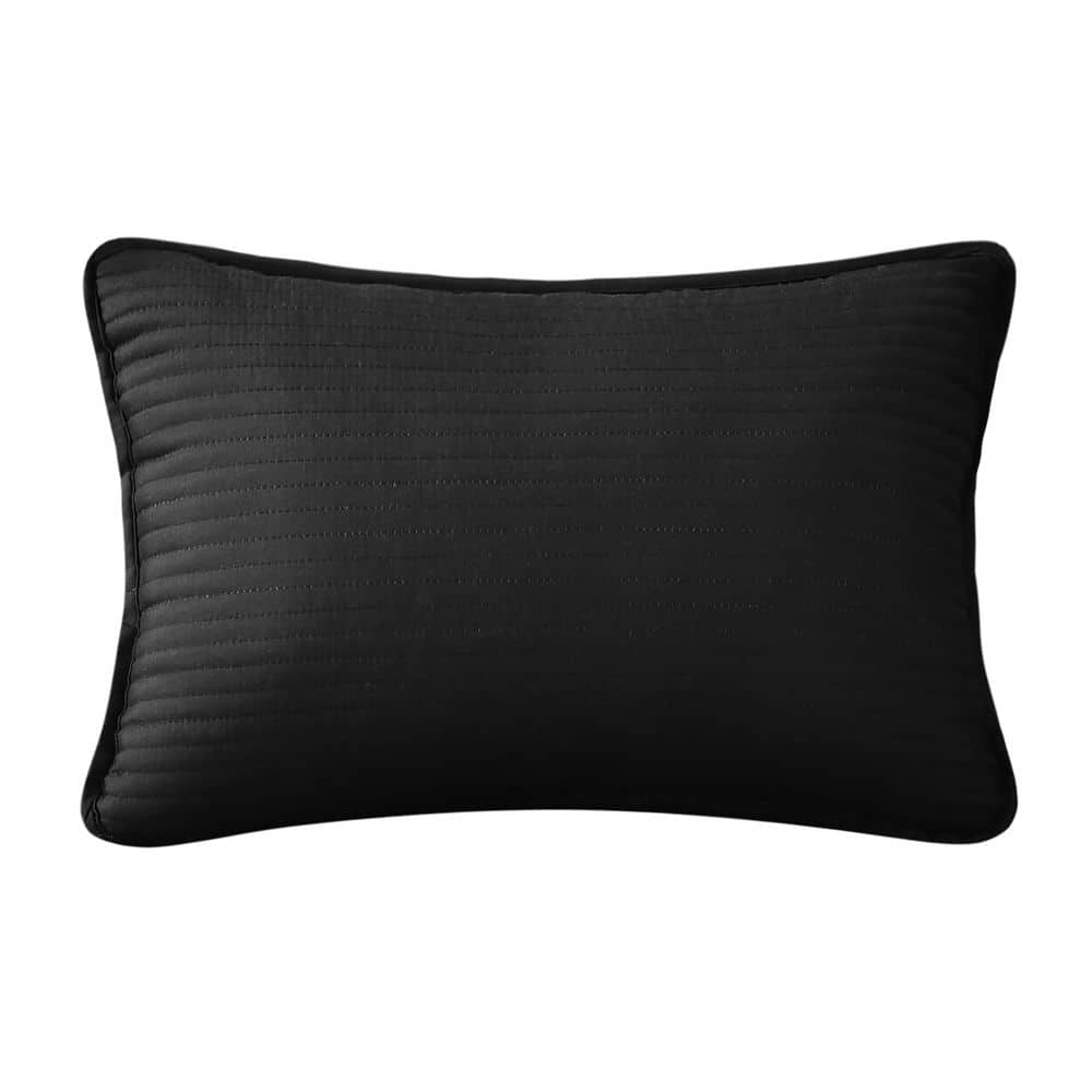 Dalton Black Polyester Solid Boudoir Decorative Throw Pillow 13 In. L X 19 