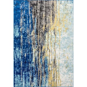 Katharina Modern Abstract Blue 7 ft. x 9 ft. Area Rug