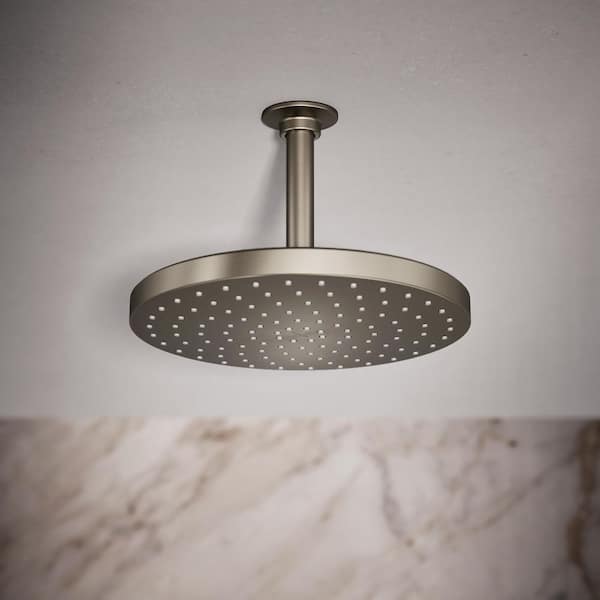 Awaken 1-Spray Patterns 1.75 GPM 10 in. Ceiling Mount Fixed Shower Head in Vibrant Brushed Nickel