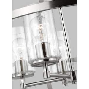 Alturas 5-Light Brushed Nickel Modern Hanging Globe Chandelier with Clear Seeded Glass Shades