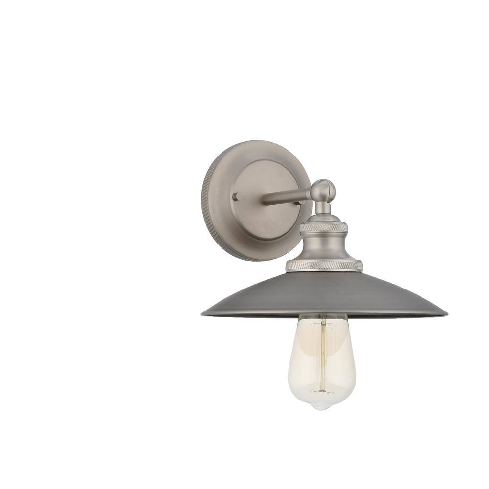 Antique Nickel Adjustable Swivel Wall Sconce with Brass Accents