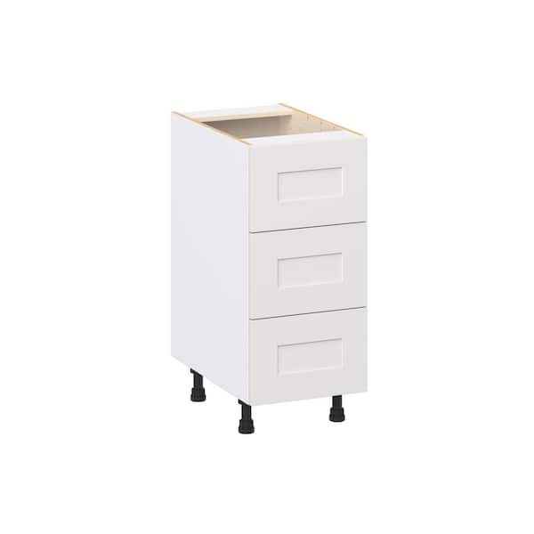 Roseland 15 in. W x 24 in. D x 34.5 in. H Assembled Shaker Drawer Base Kitchen Cabinet in Warm White with 3 Drawers