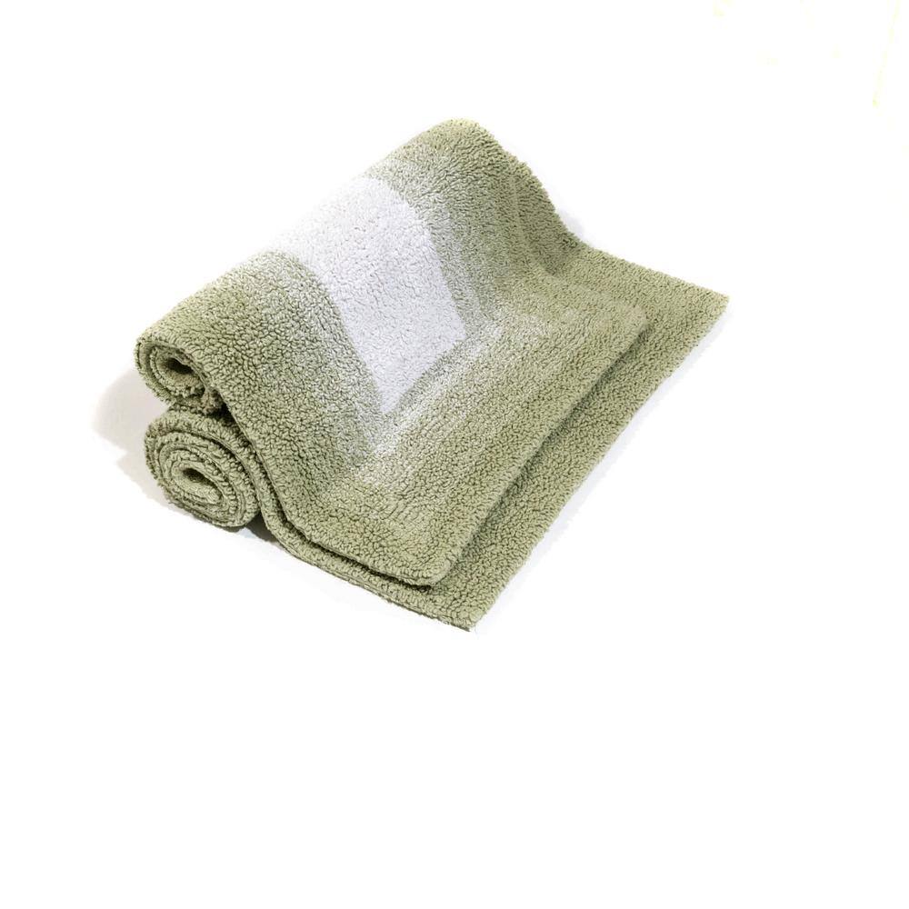 Whitney Ombre Reversible Green Cotton Bath Rug Set