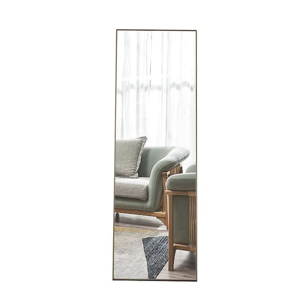 Afoxsos 17 in. W x 60 in. H Gray Solid Wood Frame Full-Length Mirror, Dressing Mirror, Floor Mounted Mirror, Wall Mounted