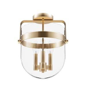 Karloff 11.75 in. 3-Light Alturas Gold Semi-Flush Mount