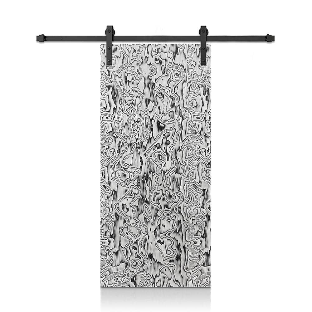 30 in. x 80 in. Black and White Smooth Flush Hollow Core Veneer Composite Interior Sliding Barn Door with Hardware Kit price history on PriceWatchPro