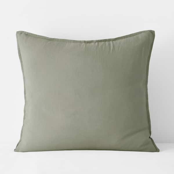 The Company Store Legends Hotel Moss Green Washed Linen Euro Sham