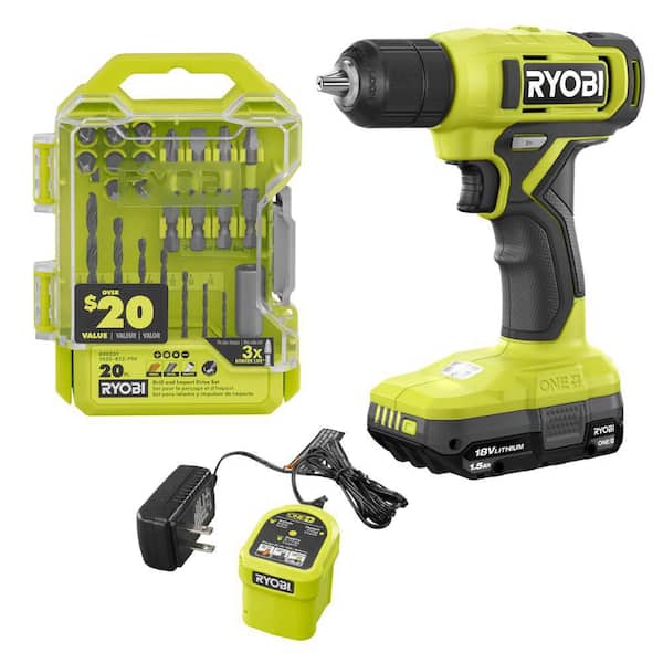 ONE+ 18V Cordless 3/8 in. Drill/Driver Kit with 2.0 Ah Battery and Charger with Drill and Impact Drive Kit (20-Piece)