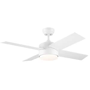 44 in. Integrated LED Indoor White Ceiling Fan Lighting with 4 Blades