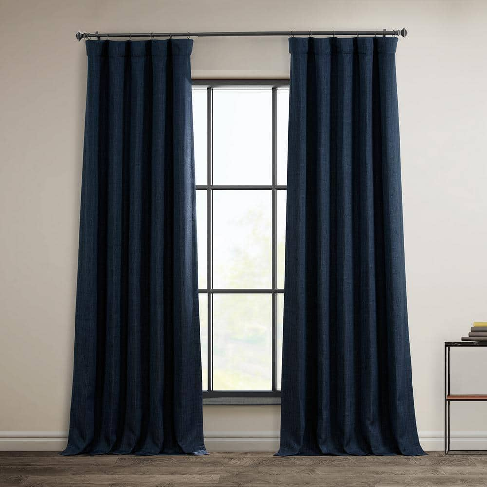 Exclusive Fabrics Furnishings Nightfall Navy Blue Faux Linen Room   Nightfall Navy Exclusive Fabrics Furnishings Room Darkening Curtains Bochln21332 96 64 1000 