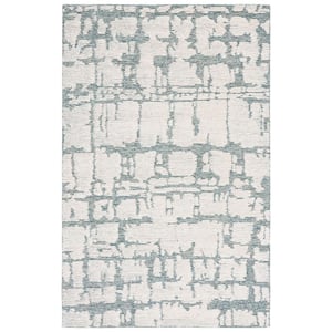 Martha Stewart Teal/Ivory 4 ft. x 6 ft. Abstract Area Rug