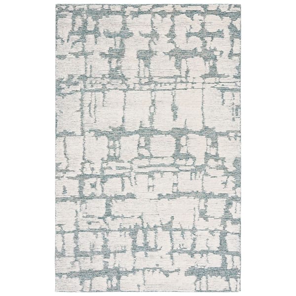 SAFAVIEH Martha Stewart Teal/Ivory 4 ft. x 6 ft. Abstract Area Rug