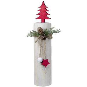 10 .75 in. Red Forest Tree On a Wooden Round Base w/Pinec1s Tabletop Decor