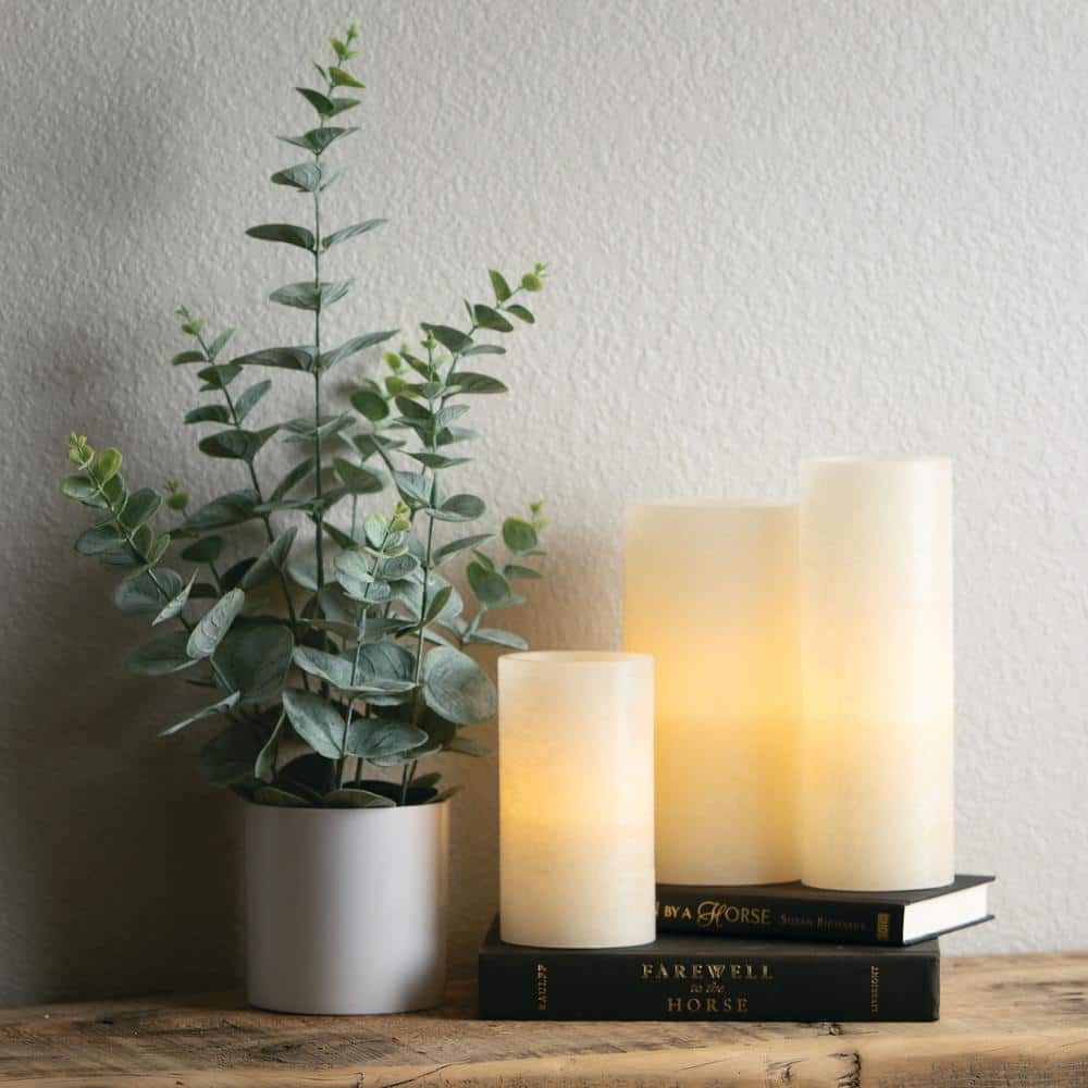 20.5" Green Faux Potted Eucalyptus Bush in White Plastic Pot