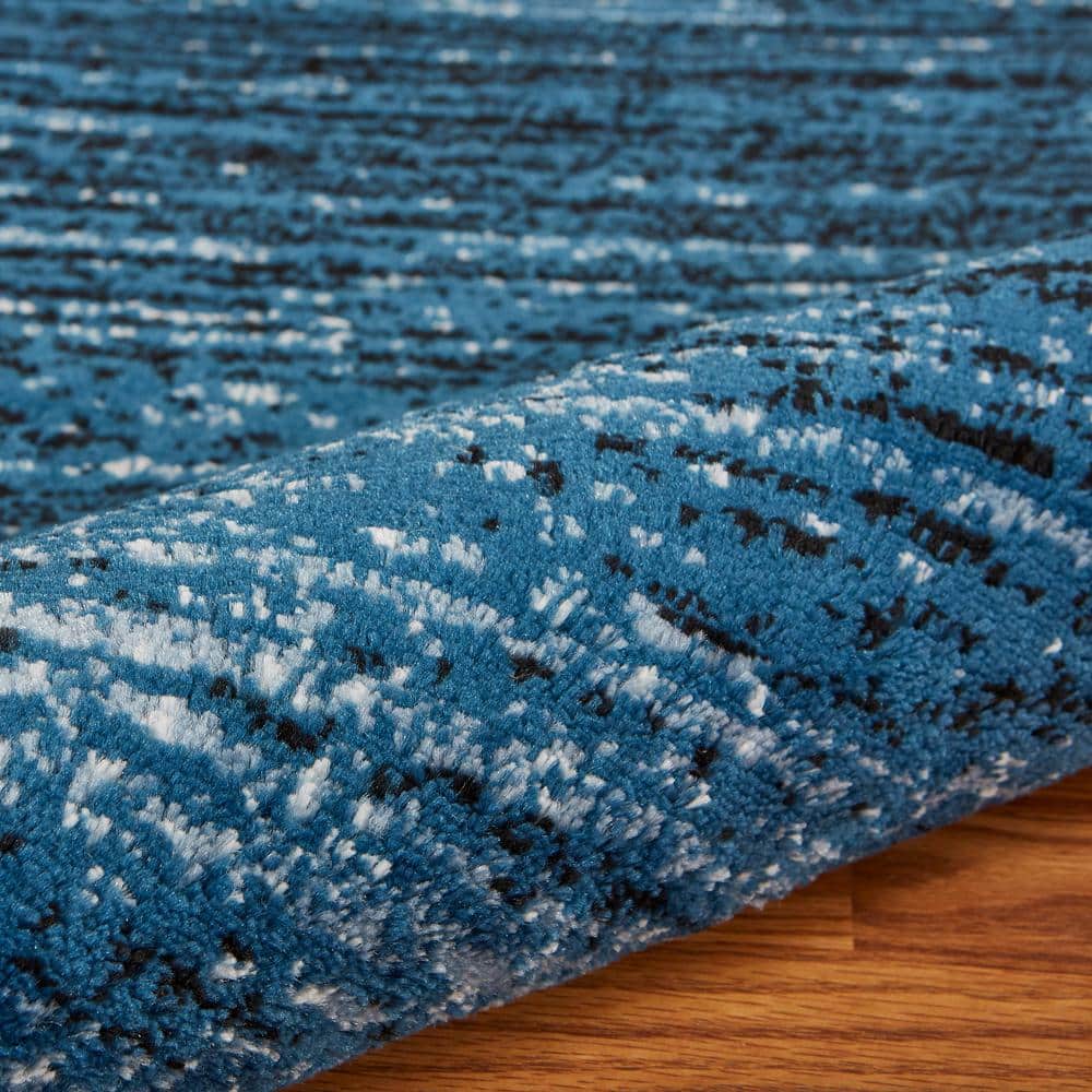 Luxor Abstract Blue & Black Synthetic Area Rug, 5'2" x 7'2"