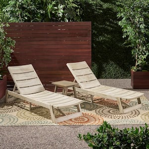 Mahi Light Grey 3-Piece Wood Patio Conversation Seating Set