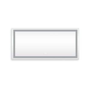 60 in. W x 28 in. H LED Lighted Rectangular Frameless Wall Mounted Bathroom Vanity Mirror with 3-Colors Light in Silver