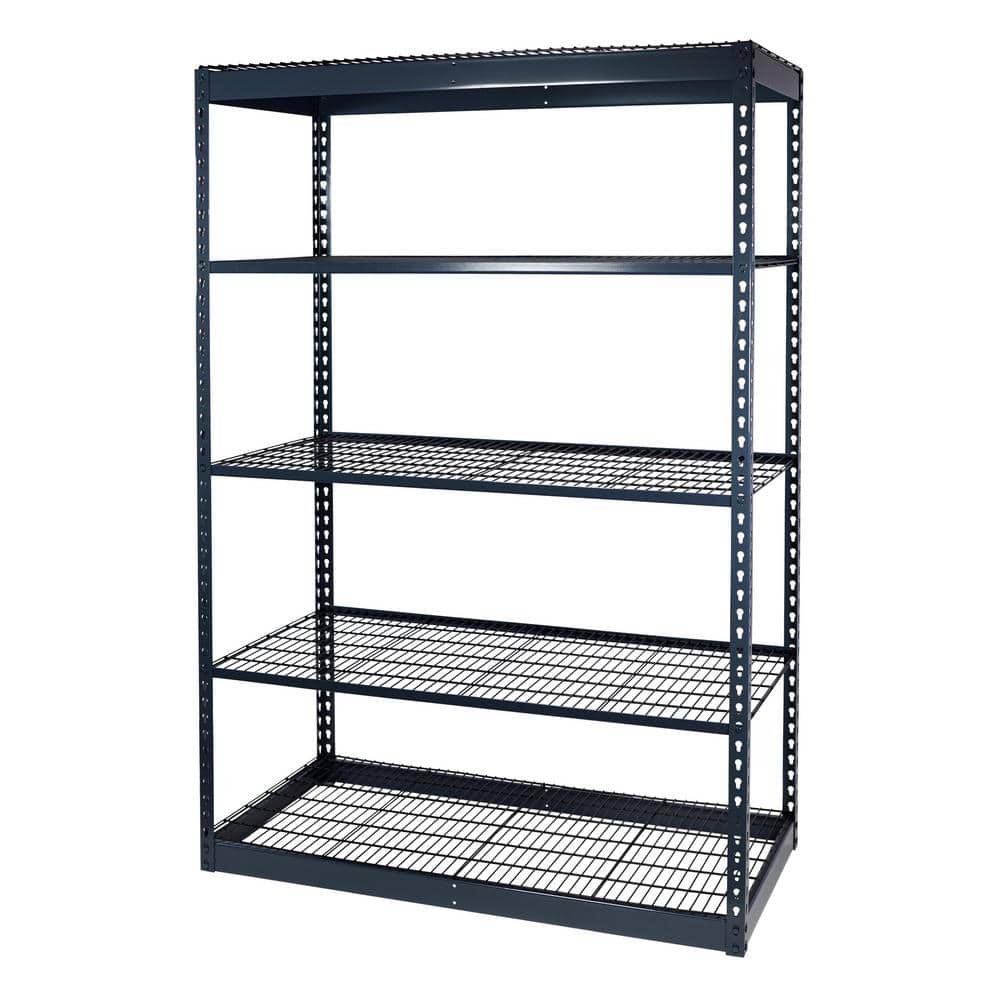Storage Concepts Gray 5 Tier Boltless, Boltless Steel Shelving With Wood Deck