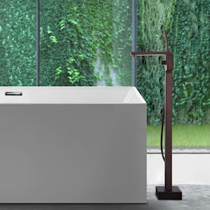 Free Standing Tub Faucets with Shower in Oil Rubbed Bronze, Single Handle Tub Fillers, Floor Mounted, 2.5 GPM