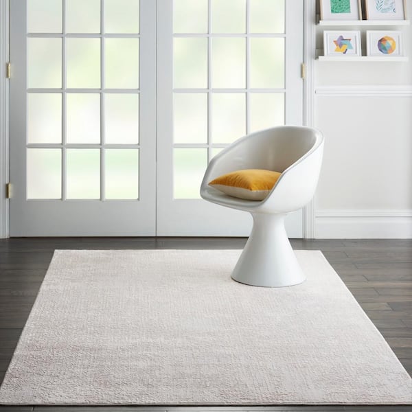 Silky Textures Ivory/Grey 5 ft. x 7 ft. Abstract Contemporary Area Rug