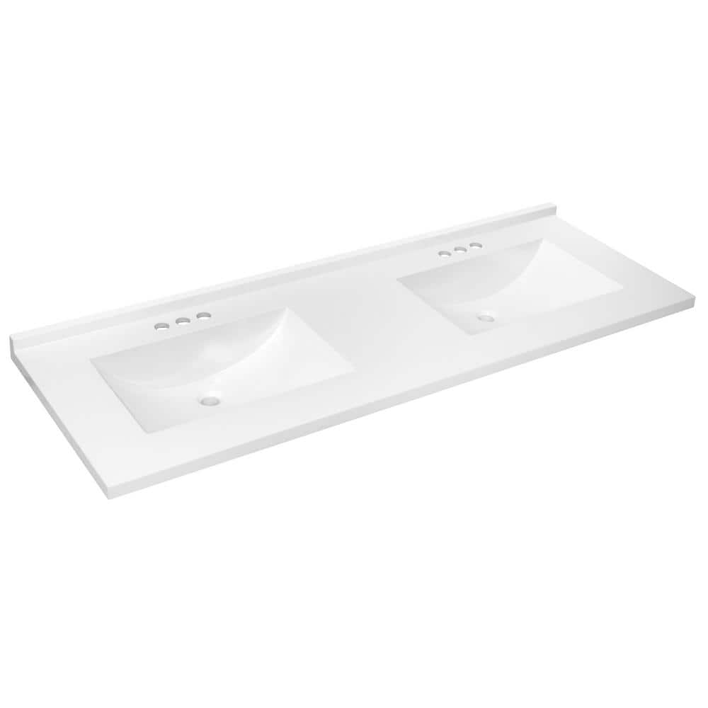 Camilla II 61 in. W x 22 in. D Cultured Marble White Round Double Sink Vani