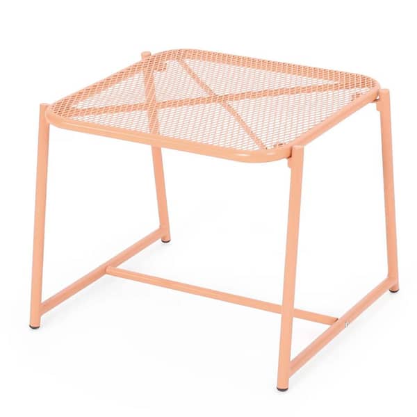 Unbranded 16.25 in. H Metal Outdoor Side Table, for Patio Garden Backyard, Orange