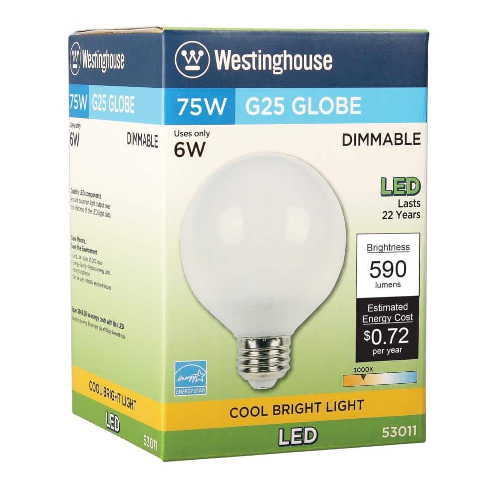 White Frosted Dimmable LED Globe Light Bulb