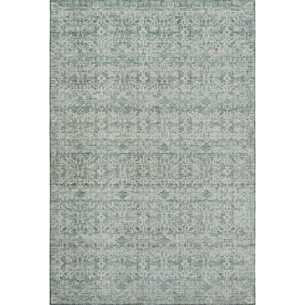 Mayfield Premium Machine Washable Abstract AMF2152 Teal 5 ft. x 7 ft. 6 in. Area Rug