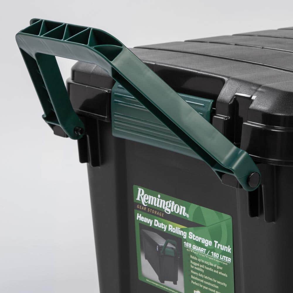 Remington 42 Gal Black Plastic Rolling Storage Trunk with Handle