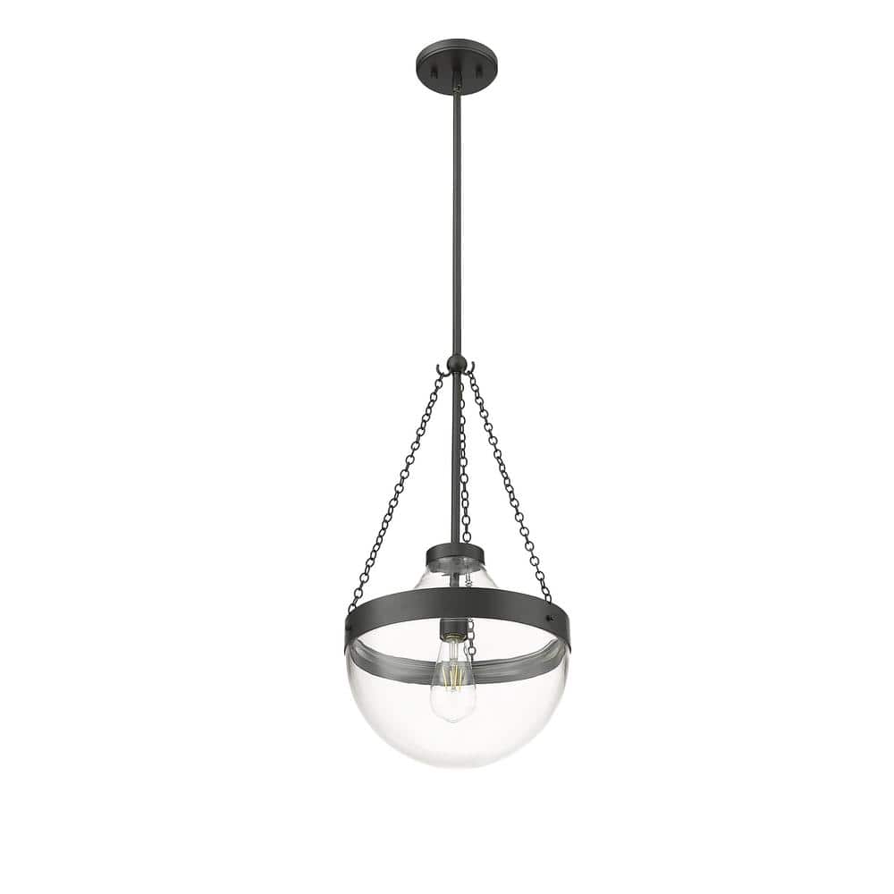 Clarra Matte Black and Glass Pendant Light
