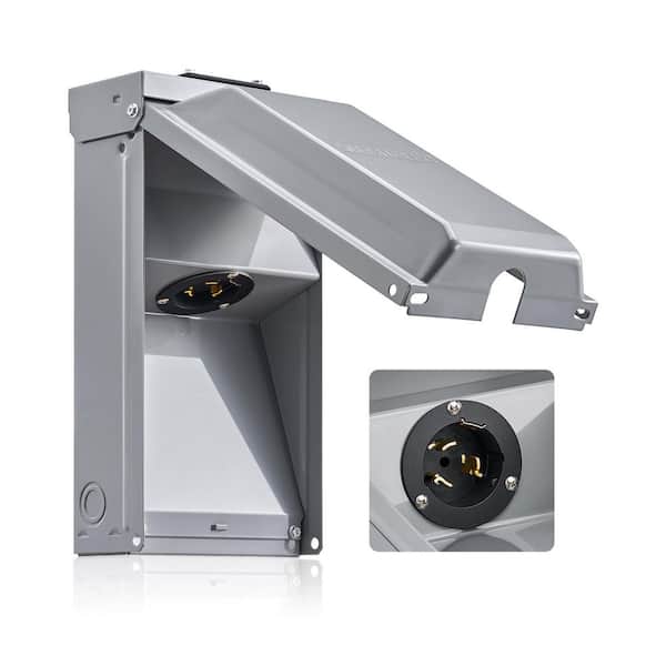 50 Amp Power Inlet Box, NEMA SS2-50P, 120/240V, 12000W, Weatherproof Outdoor Receptacle for Generator w/ 3-Prong Cord