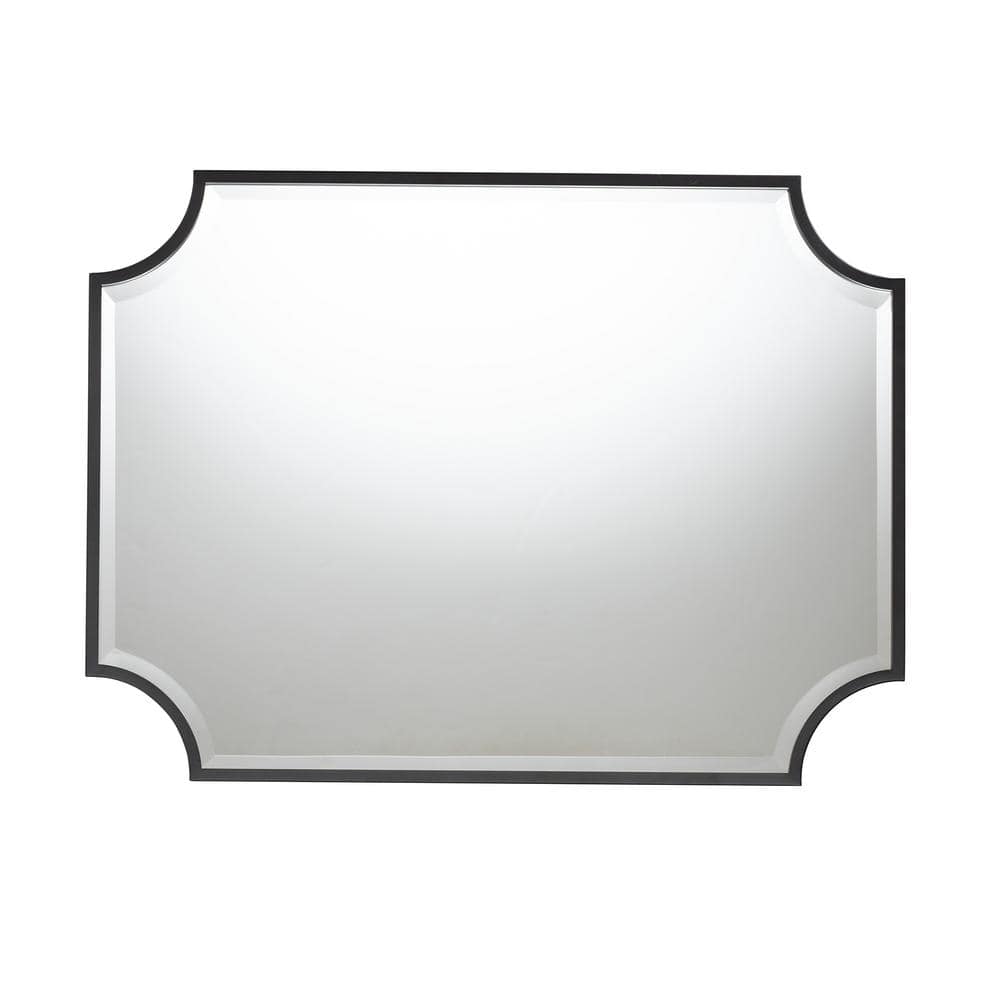 Elegant Rectangular Leather & Wood Framed Wall Mirror 30"x40"