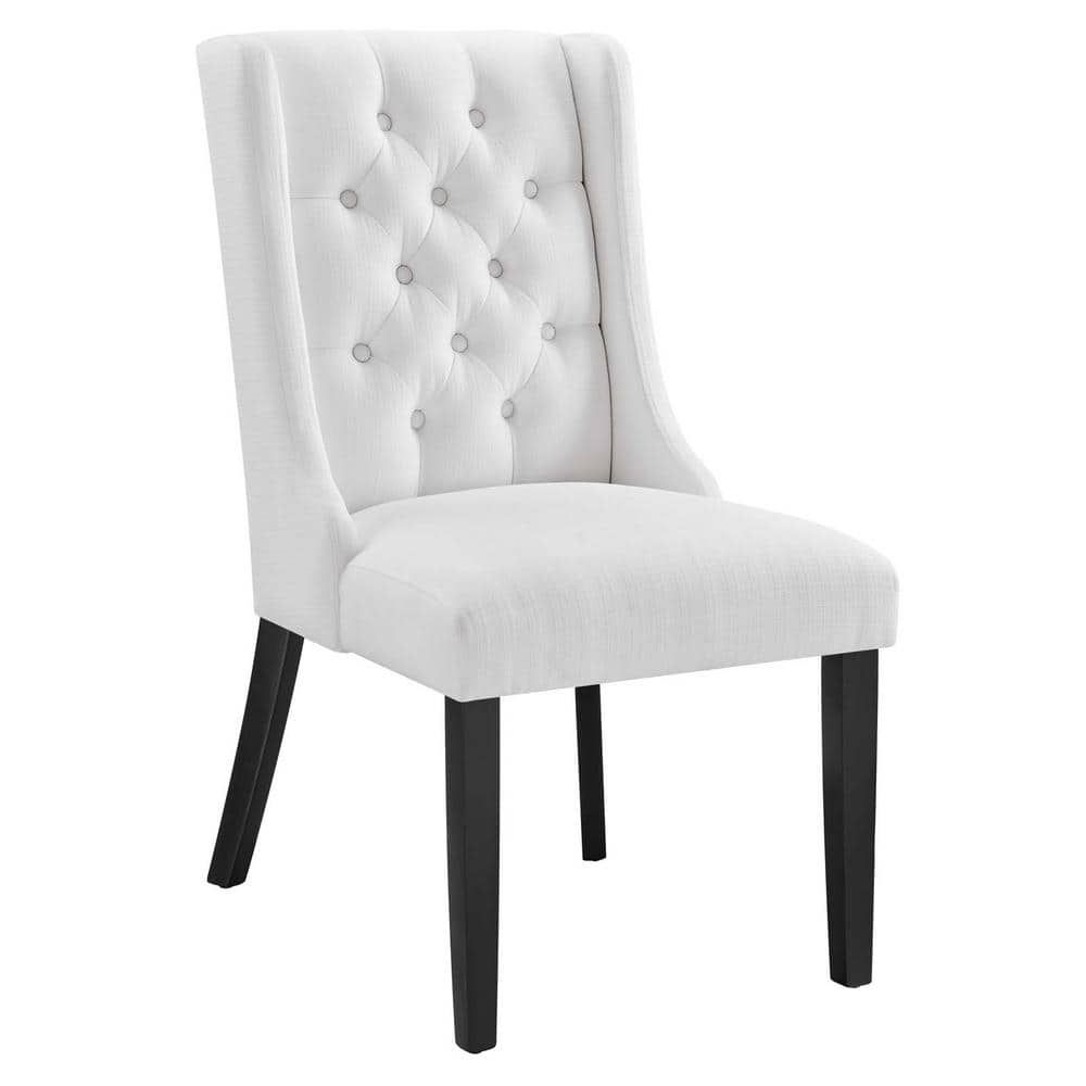 White Upholstered Leather Parsons Side Chair with Wood Frame