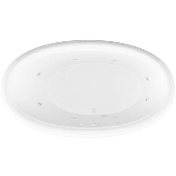 Topaz Series 78 in. x 44 in. Oval Whirlpool Bathtub with Center Drain and V-Style Back Jets in Glossy Smooth White