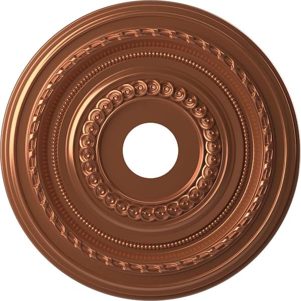 Ekena Millwork 1 in. x 19 in. O.D. x 3-1/2 in. I.D. P PVC Ceiling Medallion (Fits CanopiesUpto 5-1/8 in.) Bright Coat Copper