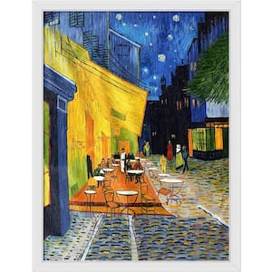 Cafe Terrace at Night by Vincent Van Gogh Gallery White Framed Architecture Oil Painting Art Print 34 in. x 44 in.