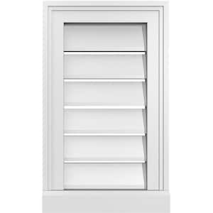 12 in. x 20 in. Vertical Surface Mount PVC Gable Vent: Functional with Brickmould Sill Frame