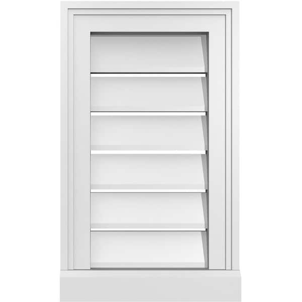 Ekena Millwork 12 in. x 20 in. Vertical Surface Mount PVC Gable Vent: Functional with Brickmould Sill Frame