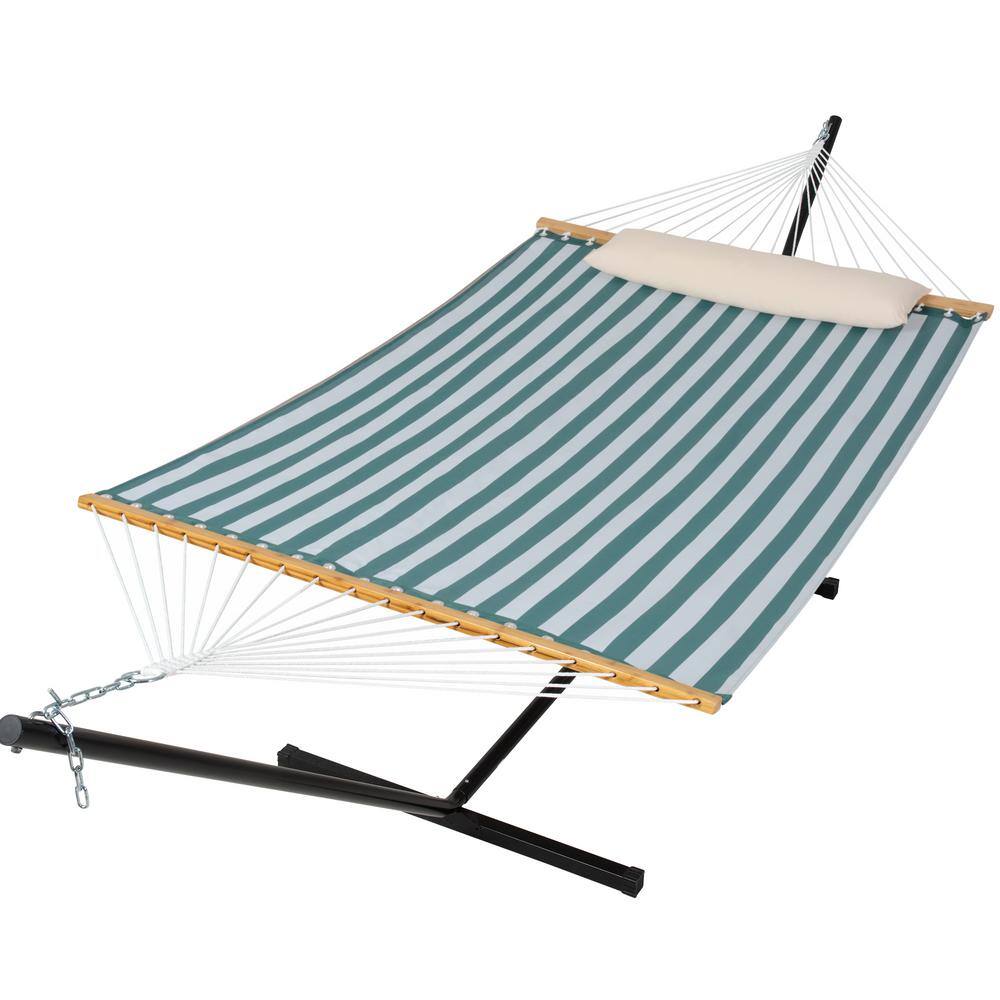 Atesun 55.1 in. x 78.7 in. Quick Dry Fabric Hammock and 12 ft. Steel ...