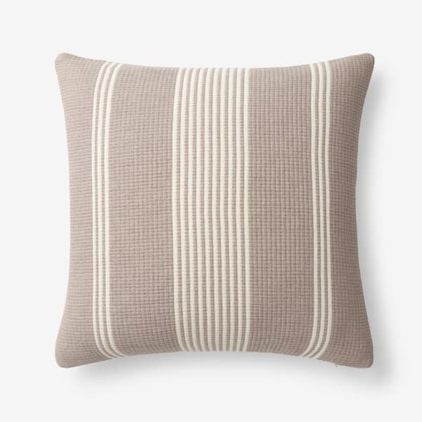 The Company Store Legends Hotel Marque Stripe Taupe 20 in. x 20 in. Throw Pillow Cover