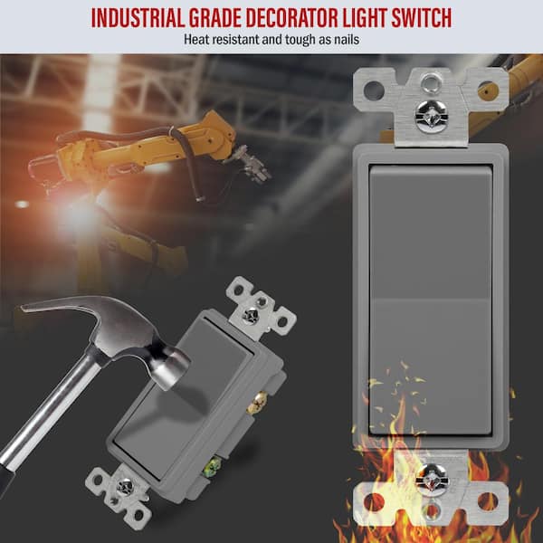 QPLUS 3-Way Decorator Paddle Rocker Light Switch, 15A/120V, Single Pole Or 3-Way, CUL/cETL Listed, Fireproof Material, 20-Pack
