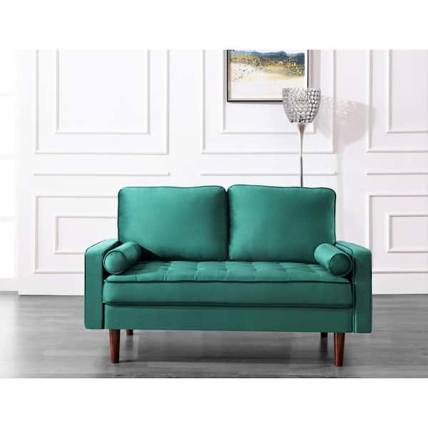 Furniture of America Metalora 64 in. Beige and Teal Chenille 2-Seat  Loveseat with Pillows IDF-2287-LV - The Home Depot