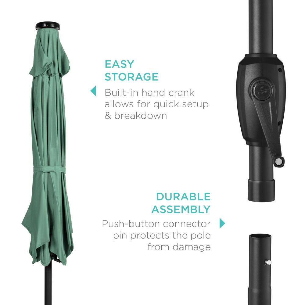 Seaglass 7.5ft Outdoor Solar Patio Umbrella with LED Lights and Steel Pole