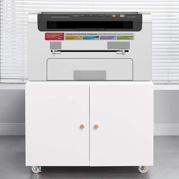 Boyel Living White 17.7 in. H Office Furniture Copier Storage Cabinet with Mobile Wheel