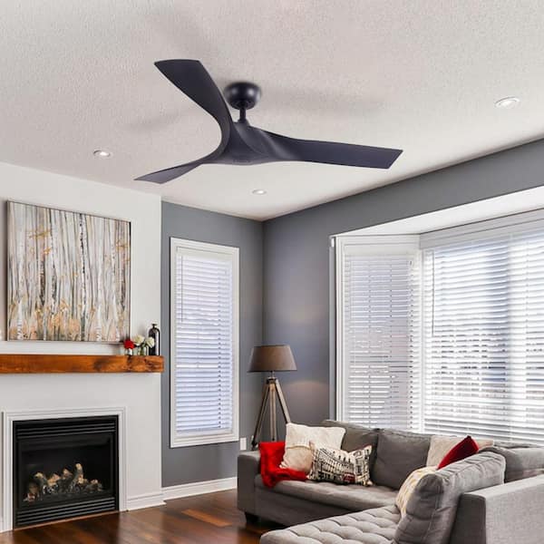 52 in. Black Ceiling Fan with Remote Control