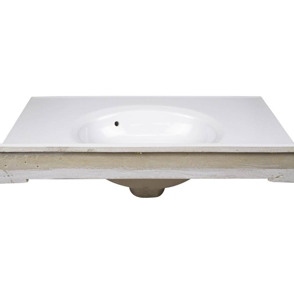 Solid White Cultured Marble Vanity Top with Backsplash, 31-inch