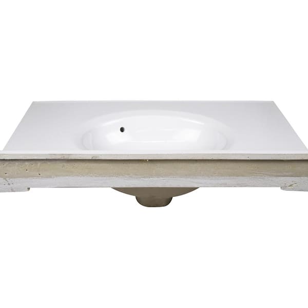 31 in. W x 19 in. D Cultured Marble Vanity Top in Solid White with Solid White Basin with 4 in. Faucet Spread 31 in. W x 19 in. D Cultured Marble Vanity Top in Solid White with Solid White Basin with 4 in. Faucet Spread